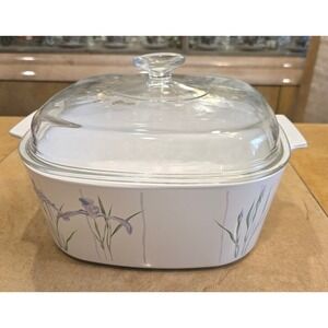 CorningWare Country Meadow Floral Square Casserole Dish with Glass Lid 5 Litter